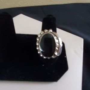 Black Onyx sterling silver ring